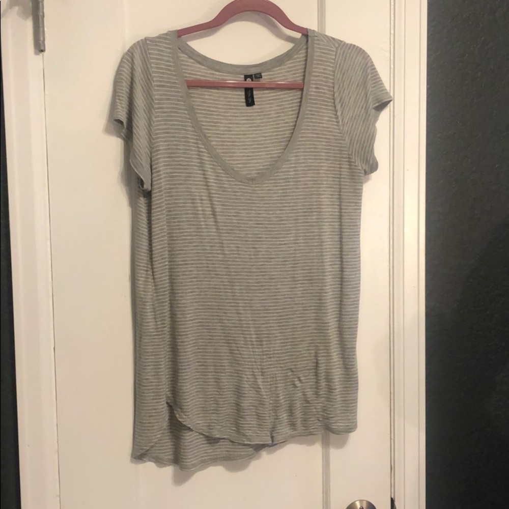 Cotton on grey and white striped tee